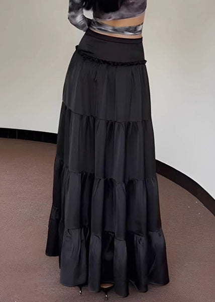 New Black Solid High Waist Maxi Skirts Summer QT048 OL-SKTS241001