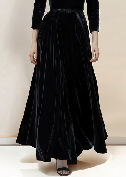 New Black Square Collar High Waist Silk Velvet Dresses Bracelet Sleeve QL003 OM-ZS241023