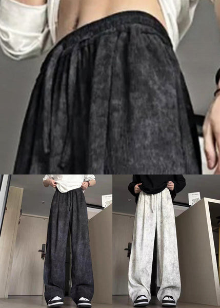 Elastic Men Dye Cotton Waist Black Summer Pants Tie New FashionChic