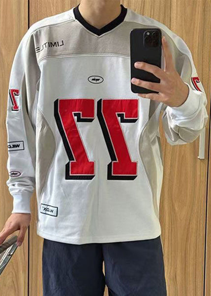 T V Cotton Patchwork Black Neck Mens Shirt New Spring Print FashionChic