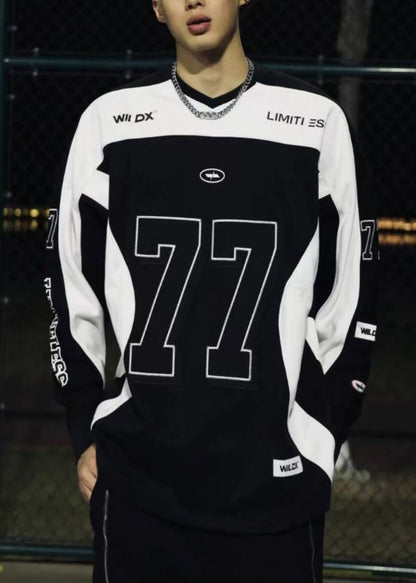 T V Cotton Patchwork Black Neck Mens Shirt New Spring Print FashionChic