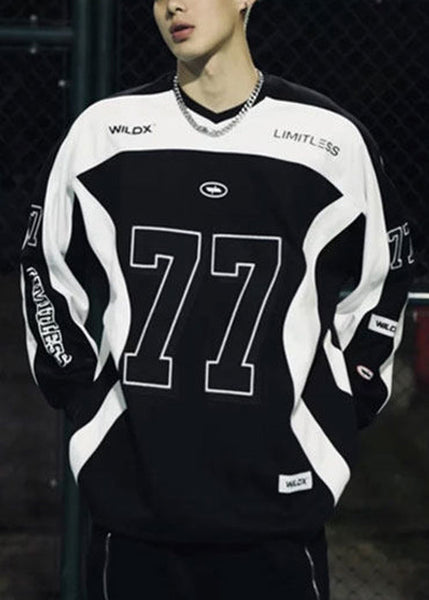 T V Cotton Patchwork Black Neck Mens Shirt New Spring Print FashionChic