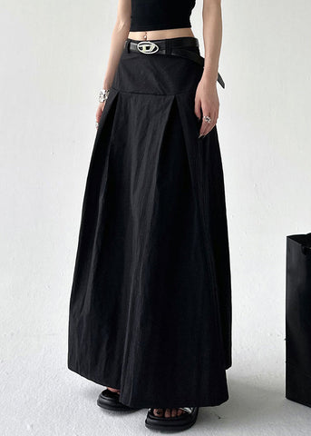 New Cotton Summer Skirts High Zippered Waist Black FashionChic
