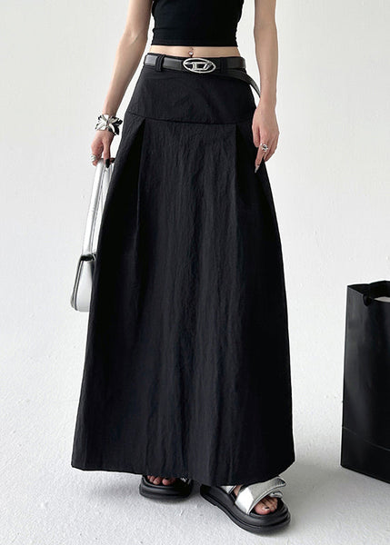 New Cotton Summer Skirts High Zippered Waist Black FashionChic