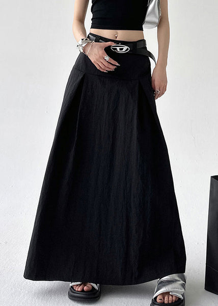 New Cotton Summer Skirts High Zippered Waist Black FashionChic