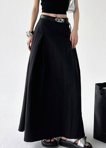 New Cotton Summer Skirts High Zippered Waist Black FashionChic