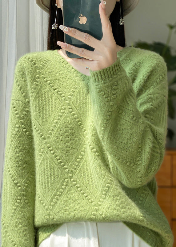 New Blackish Green V Neck Thick Woolen Sweaters Winter RS018 ABC
