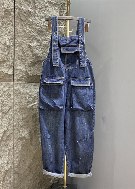 New Blue Button Pockets Denim Jumpsuits Sleeveless KK004 SH-LF-JPTS240602