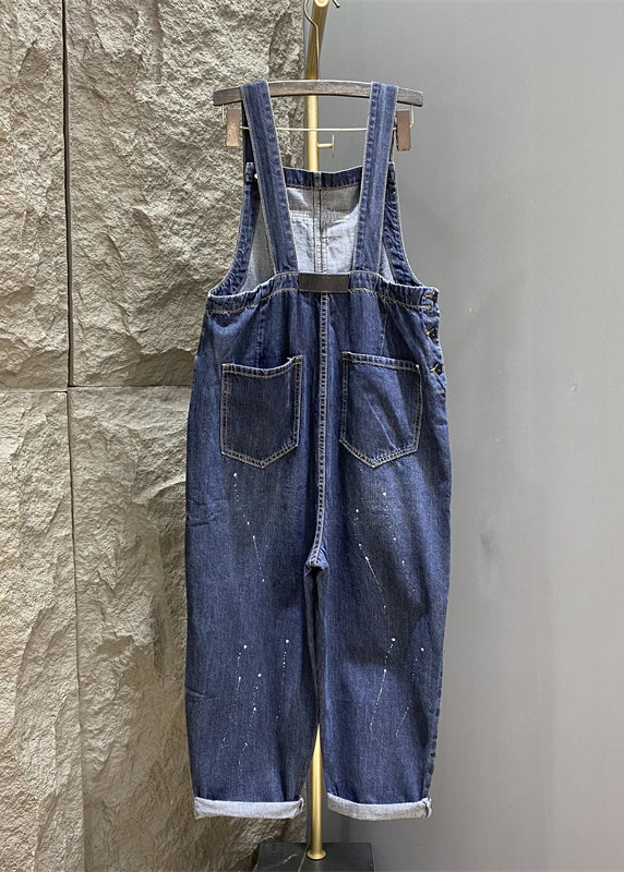 New Blue Button Pockets Denim Jumpsuits Sleeveless KK004 SH-LF-JPTS240602