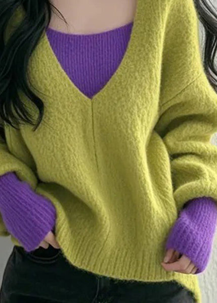 Sweaters False Knit New Two Blue Pieces Patchwork Fall FashionChic