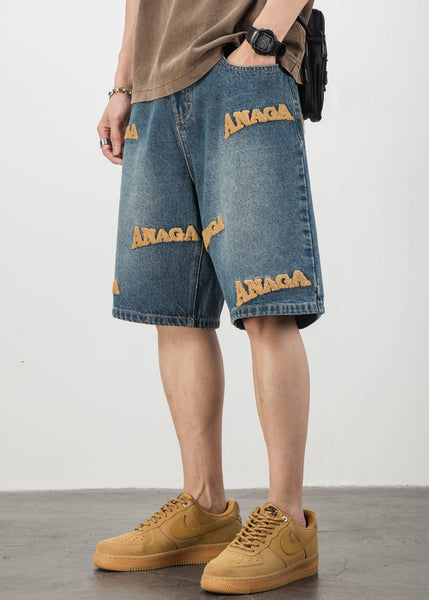 Shorts Mens Letter Men Pockets Pants Summer New Blue FashionChic