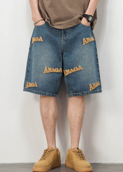 Shorts Mens Letter Men Pockets Pants Summer New Blue FashionChic