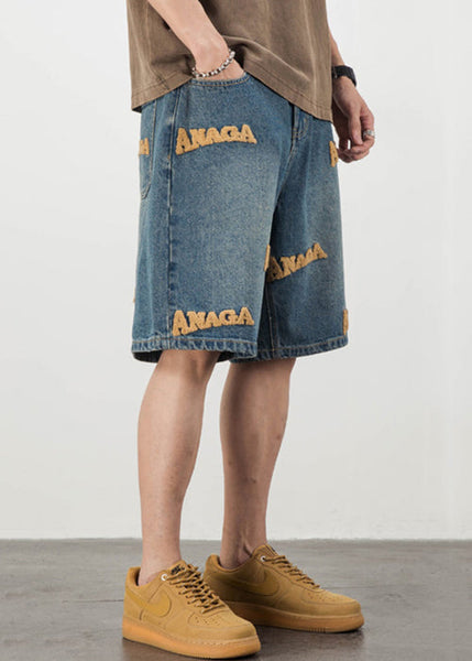 Shorts Mens Letter Men Pockets Pants Summer New Blue FashionChic