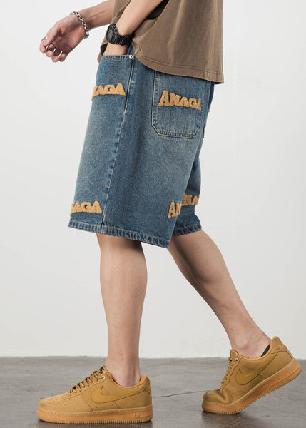 Shorts Mens Letter Men Pockets Pants Summer New Blue FashionChic