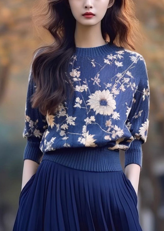 New Blue O Neck Cozy Thick Knit Sweater Winter WX011 ABC