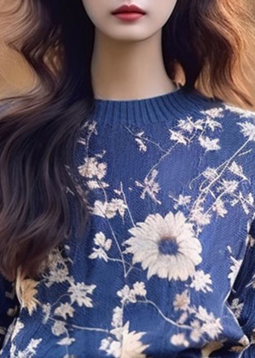 New Blue O Neck Cozy Thick Knit Sweater Winter WX011 ABC