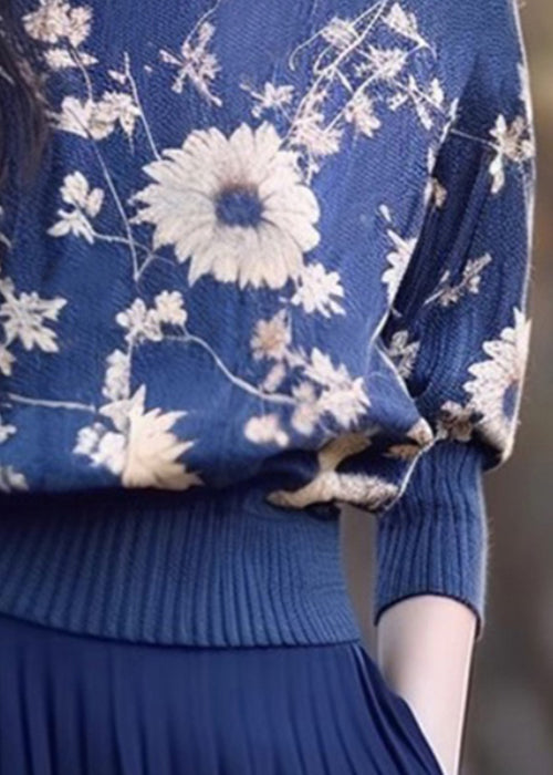 New Blue O Neck Cozy Thick Knit Sweater Winter WX011 ABC