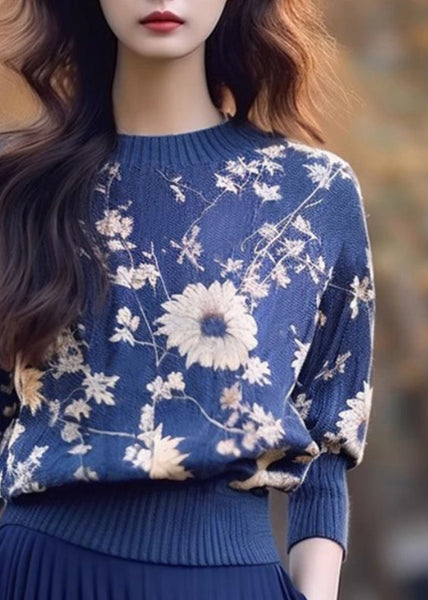 New Blue O Neck Cozy Thick Knit Sweater Winter WX011 ABC