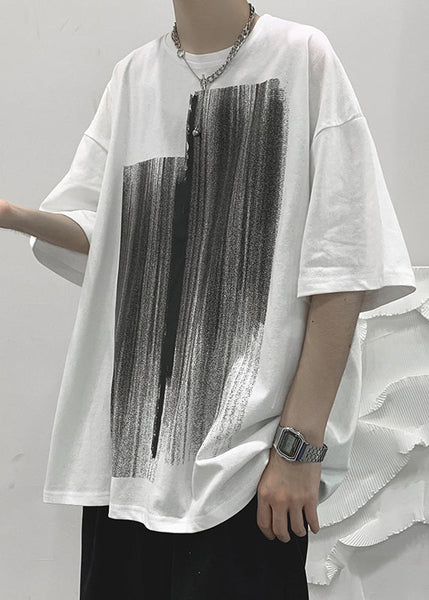 New Blue O Neck Print Cotton T Shirts Men Apparel Summer WA006 MENT241110