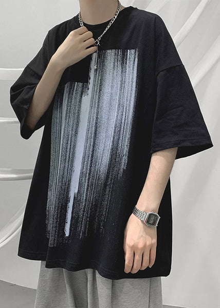 New Blue O Neck Print Cotton T Shirts Men Apparel Summer WA006 MENT241110