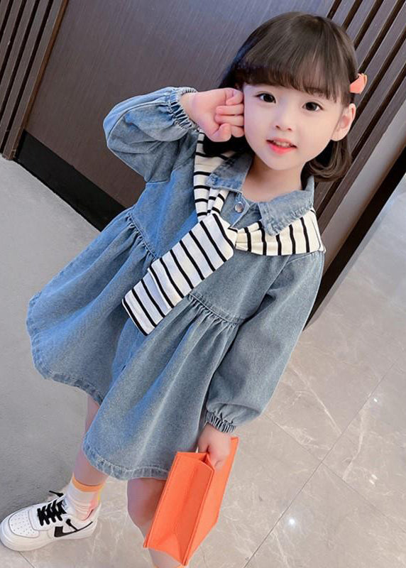 New Blue Peter Pan Collar Button Denim Girls Dresses Fall XZ009 FALL-MM-RCTZ-FDGM240618