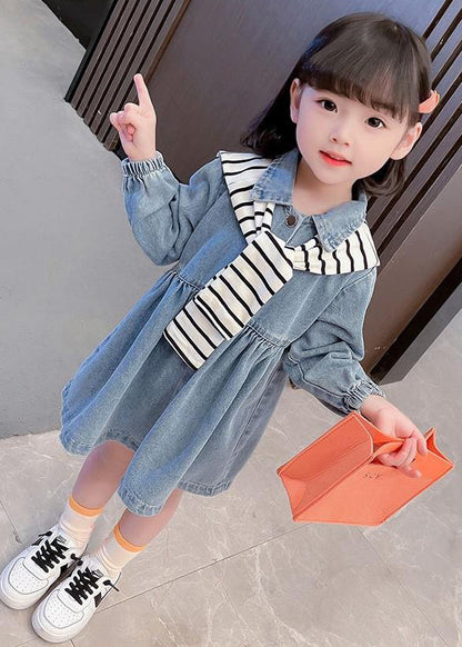 New Blue Peter Pan Collar Button Denim Girls Dresses Fall XZ009 FALL-MM-RCTZ-FDGM240618