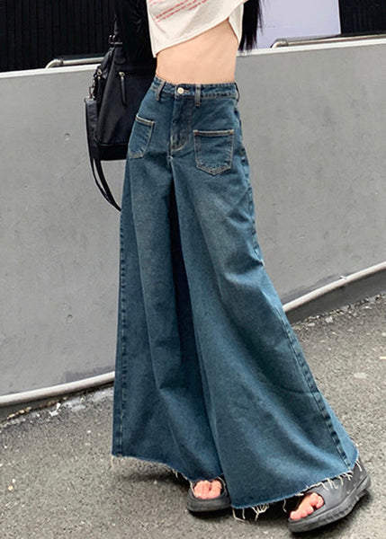 New Blue Pockets High Waist Denim Pants Fall PP026 OM-NZ240827