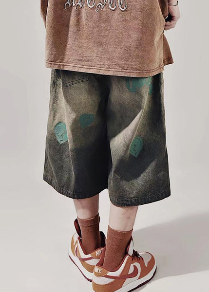 Print Lace New Waist Shorts Up Blue Summer Mens Elastic FashionChic