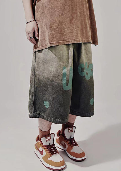 Print Lace New Waist Shorts Up Blue Summer Mens Elastic FashionChic