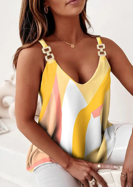 Strap New Summer Tank Striped V Cotton Neck Blue Spaghetti FashionChic