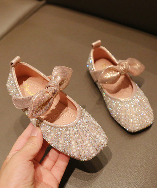 Shoes Silver New Zircon Flat Girls Nail Kids Bow Faux Bead FashionChic