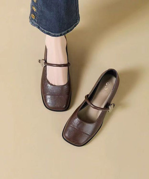 New Brown Faux Leather Loafer Shoes Splicing Buckle Strap YC018 ABC