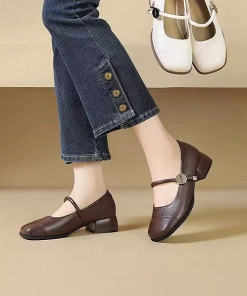 New Brown Faux Leather Loafer Shoes Splicing Buckle Strap YC018 ABC