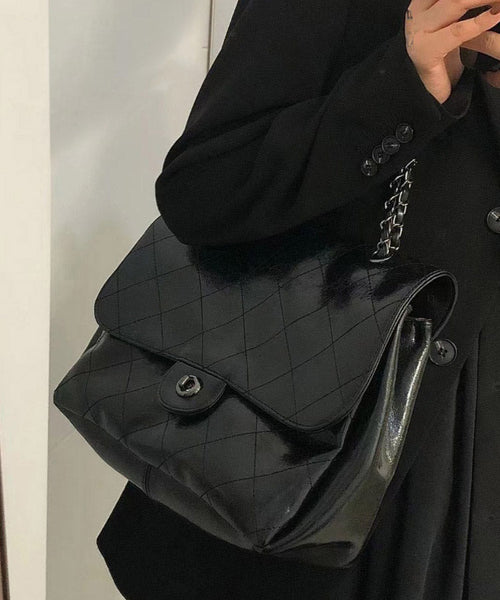 New Brown Large Capacity Faux Leather Chain Linked Satchel Handbag QF014 Bag-BGS241017