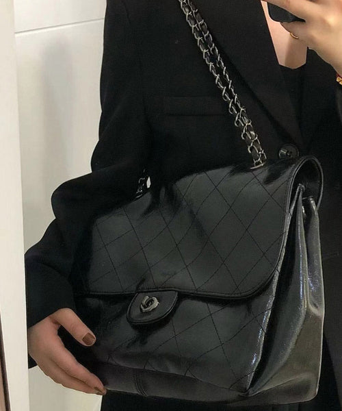 New Brown Large Capacity Faux Leather Chain Linked Satchel Handbag QF014 Bag-BGS241017