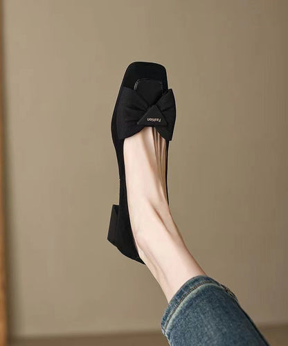 New Brown Suede Penny Loafers Splicing Bow Square Toe RI034 ABC