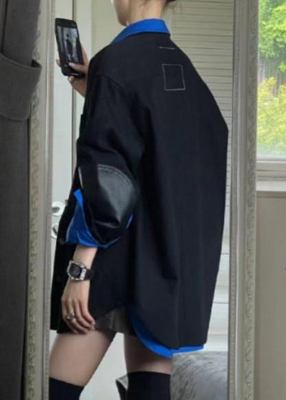 Shirt Blue New And Spring Two Set Butto Piece Black Coats FashionChic