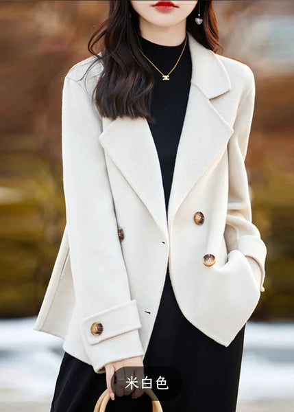 New Camel Notched Double Breast Woolen Peacoat Winter RS037 ABC