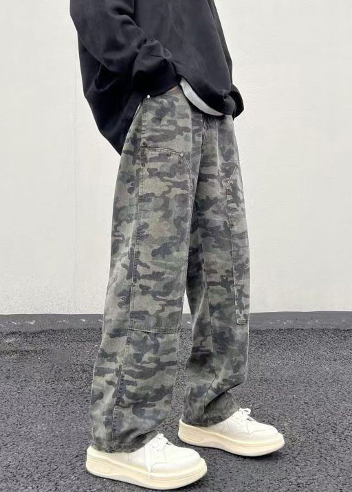 Camouflage Waist Men Warm High Spring Pockets New Pants Fleece FashionChic
