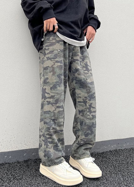 Camouflage Waist Men Warm High Spring Pockets New Pants Fleece FashionChic