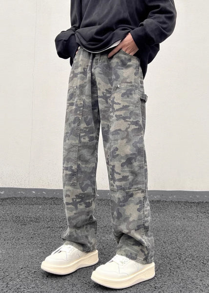 Camouflage Waist Men Warm High Spring Pockets New Pants Fleece FashionChic