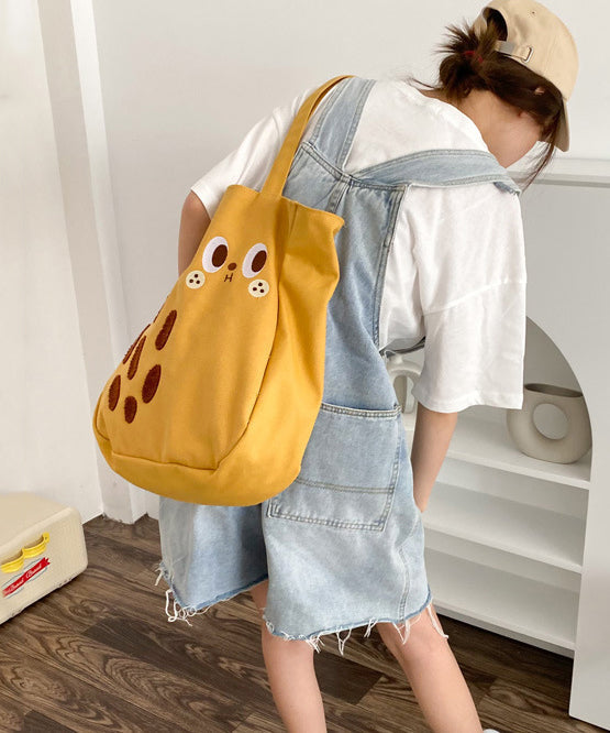 New Cartoon Embroidered Drawstring Canvas Large Capacity Shoulder Bag SX1029 Ada Fashion