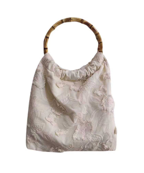 New Style Tassel Cotton Chinese Tote Embroidery Bag Beige FashionChic