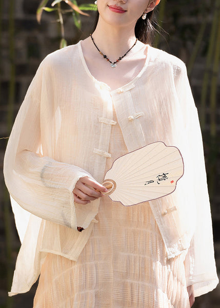 New Chinese Style Coffee Summer Thin Outerwear Cardigan LK026 GK-CDG240710