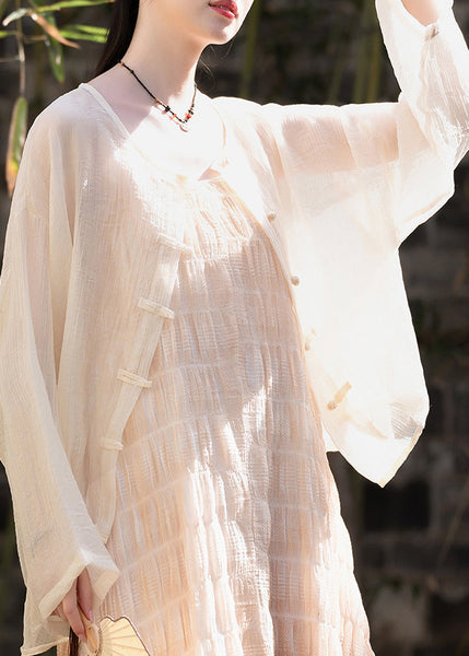 New Chinese Style Coffee Summer Thin Outerwear Cardigan LK026 GK-CDG240710