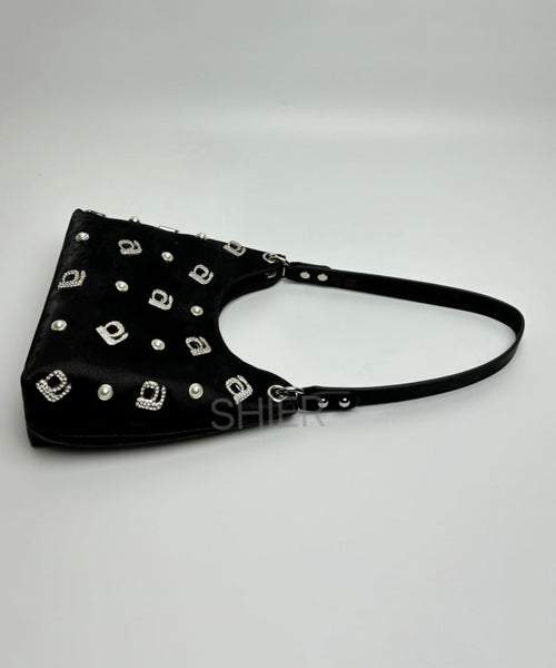 New Chinese Style Green Silk Rhinestone Letter Shoulder Bag II039 Bag-BGS240825