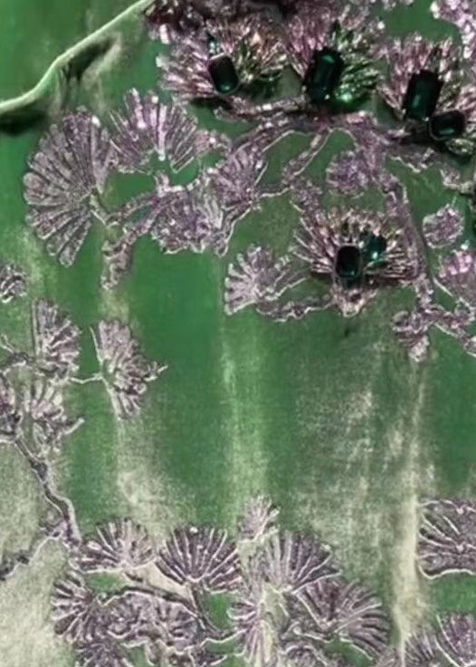 New Chinese Style Green Stand Collar Gilding Asymmetrical Design Dress Summer BV006 MZF-SDL240702