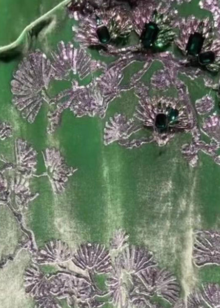 New Chinese Style Green Stand Collar Gilding Asymmetrical Design Dress Summer BV006 MZF-SDL240702