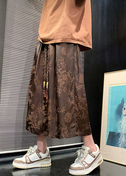 New Chocolate Pockets Print Ice Silk Men Crop Pants Summer SA038 Men-casual-MENCP240726