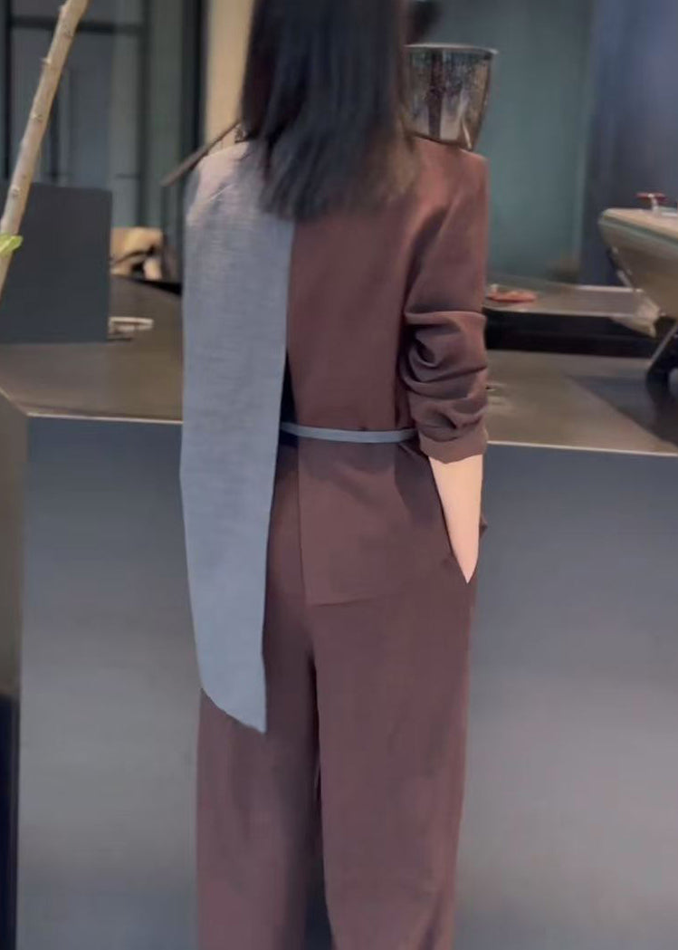 Patchwork Set Asymmetrical Two Lace Pieces Coffee Cotton Up New FashionChic